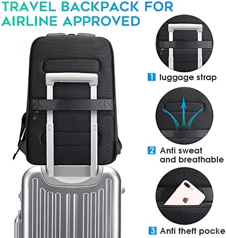 BANGE Business Smart Laptop Backpack | Waterproof 15.6 Inch with USB Port