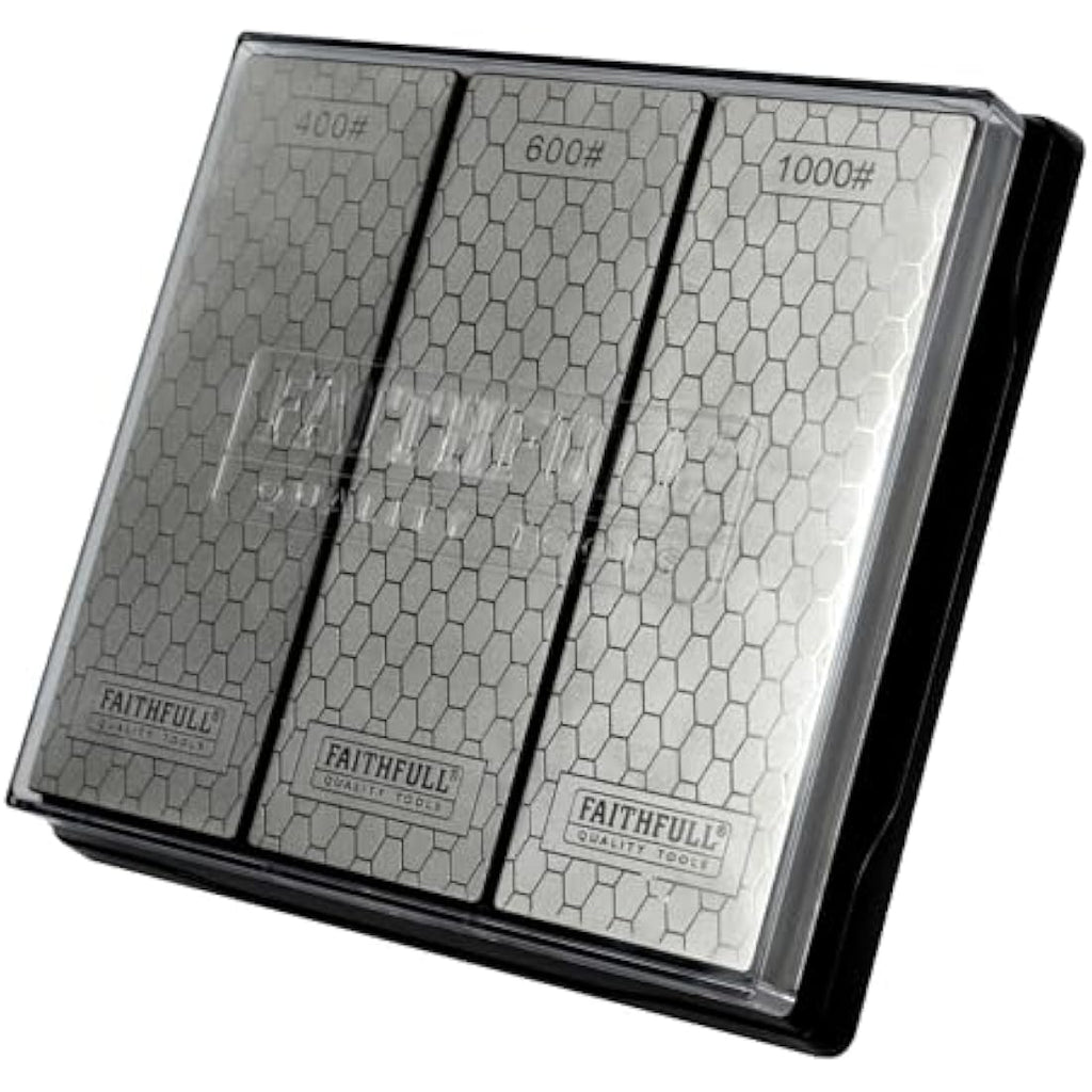 Faithfull Diamond Whetstone Sharpening Kit | 3 Grits with Non-Slip Base