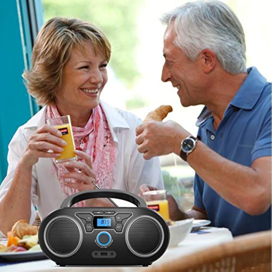 Portable CD Player – Bluetooth Boombox with FM Radio & USB