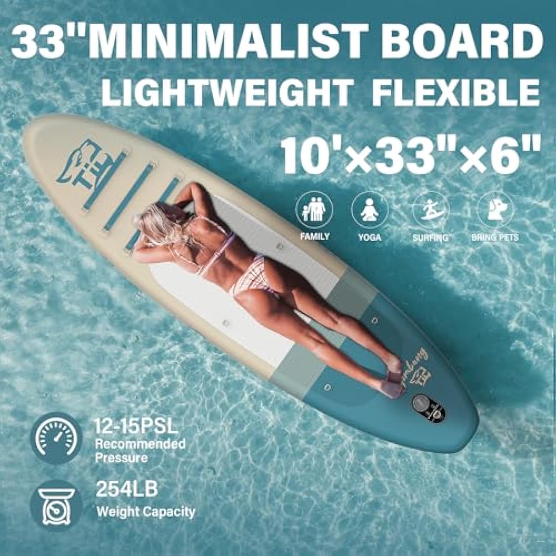 Tigerxbang Inflatable Stand Up Paddle Board | 10' Non-Slip SUP with Accessories
