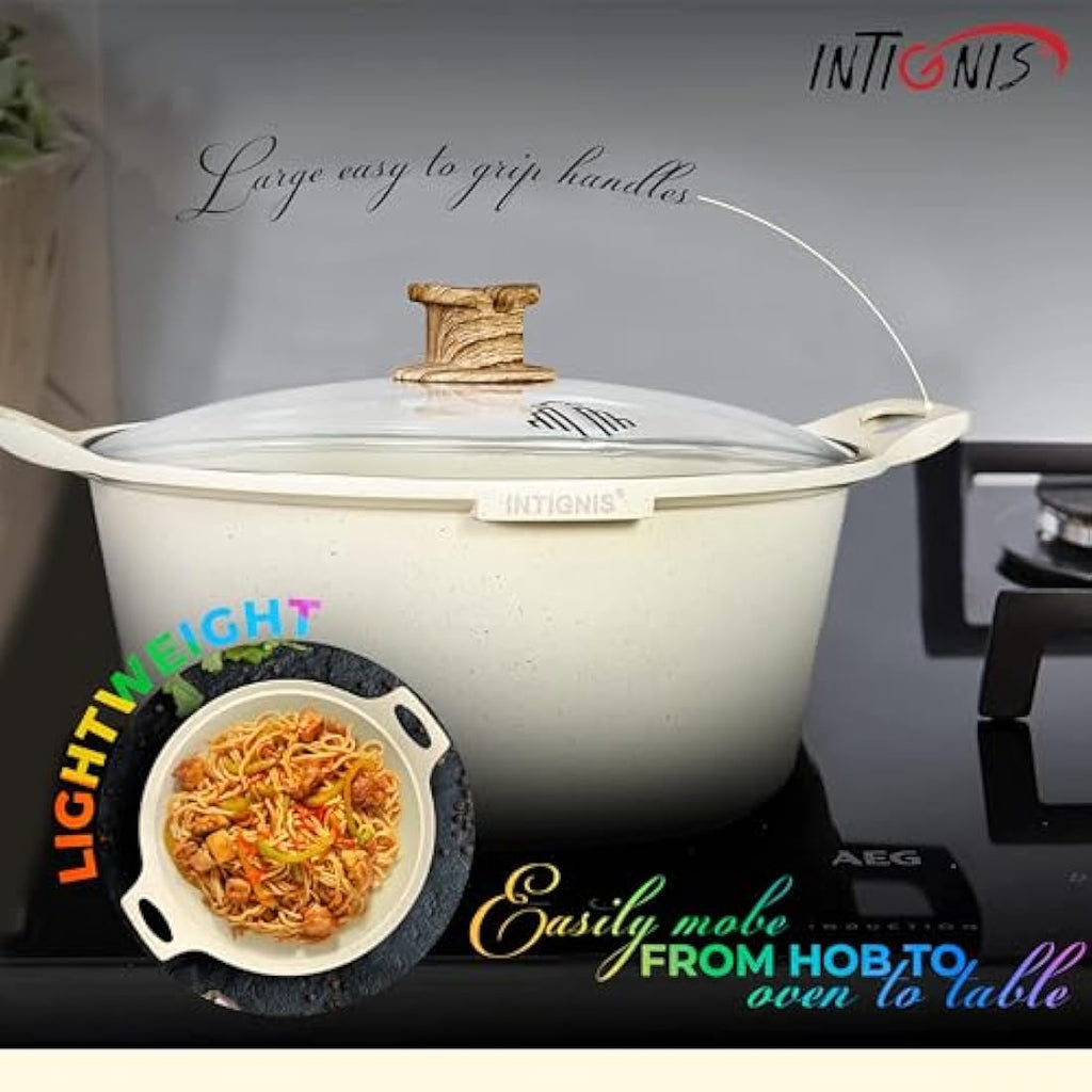 INTIGNIS 32cm Casserole Pot – 10L Large Ceramic Non-Stick Induction Pot