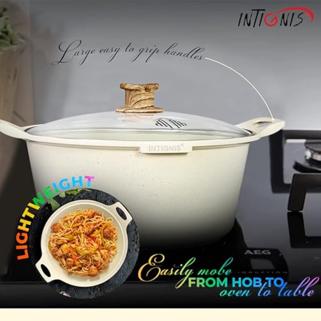 INTIGNIS 32cm Casserole Pot – 10L Large Ceramic Non-Stick Induction Pot