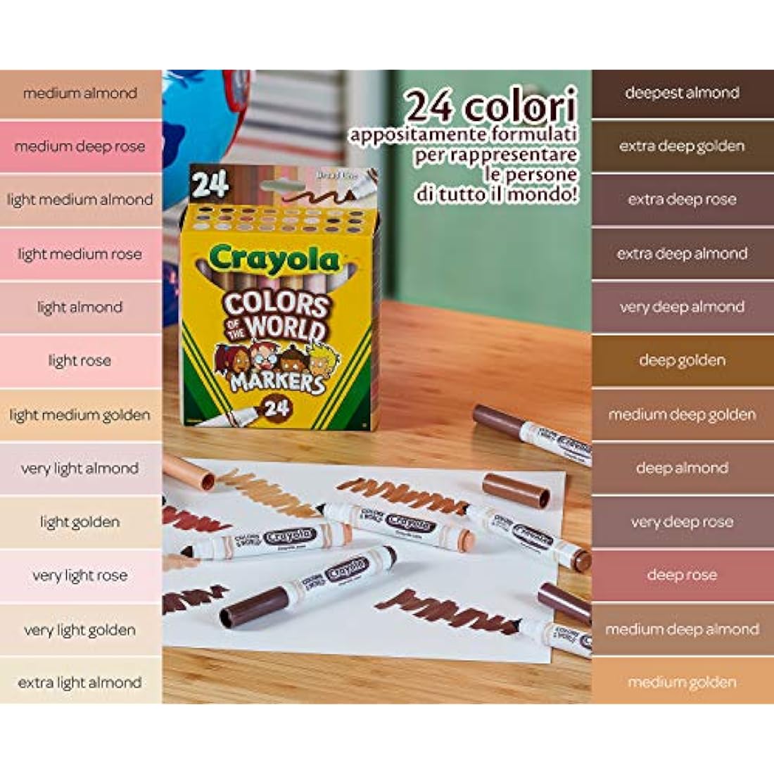 Crayola Colours of the World Washable Markers – 24 Skin Tone Skin Shades