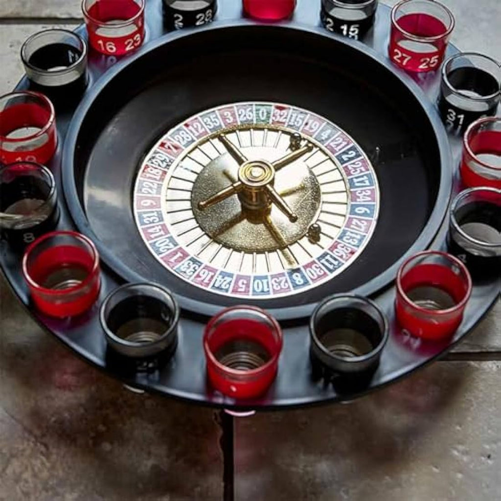 Drinking Roulette Game by Jolof Store – 16 Shot Glasses Party Set