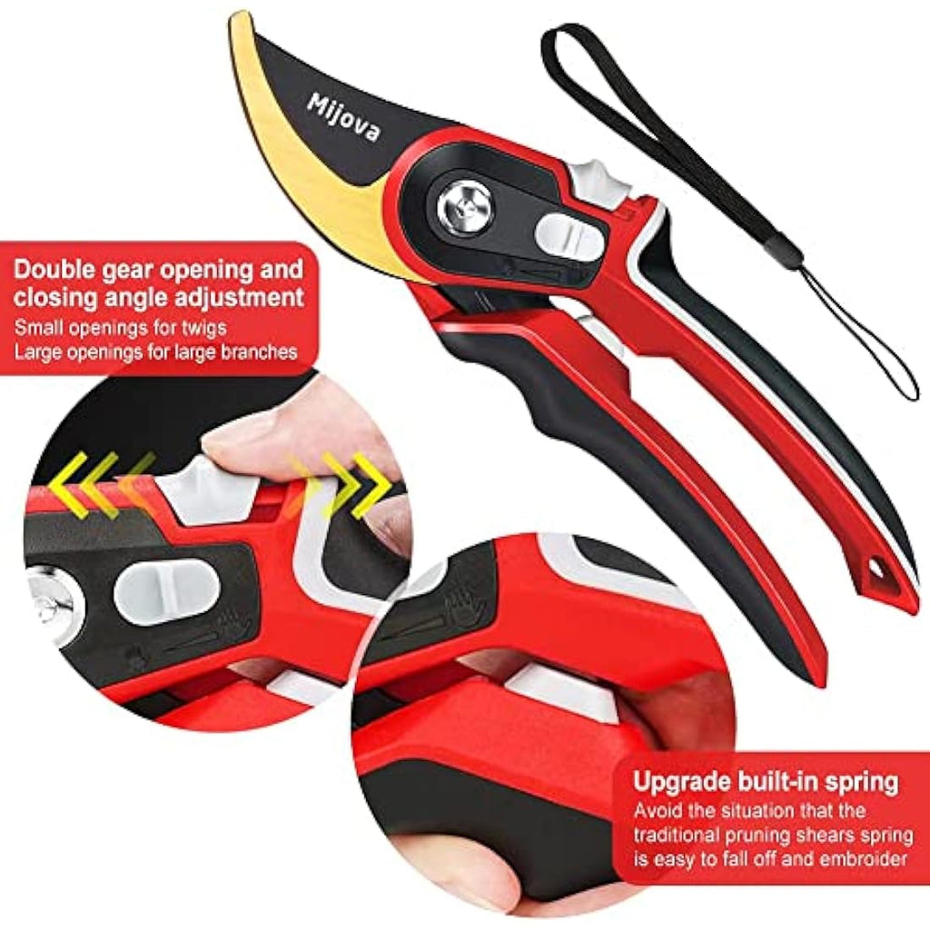 Mijova Heavy Duty Pruning Shears – SK-5 Carbon Steel Bypass Pruners