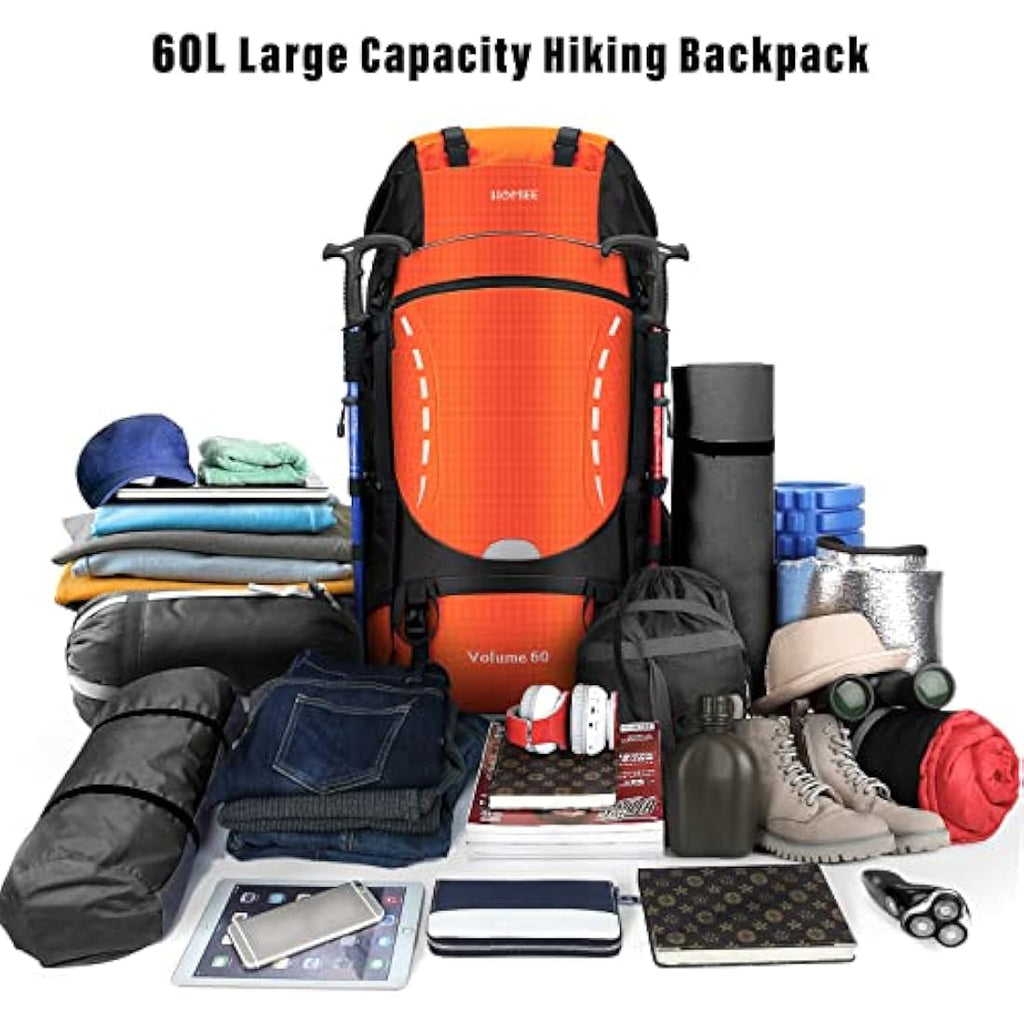 HOMIEE 60L Hiking Backpack | Waterproof Travel Rucksack with Rain Cover