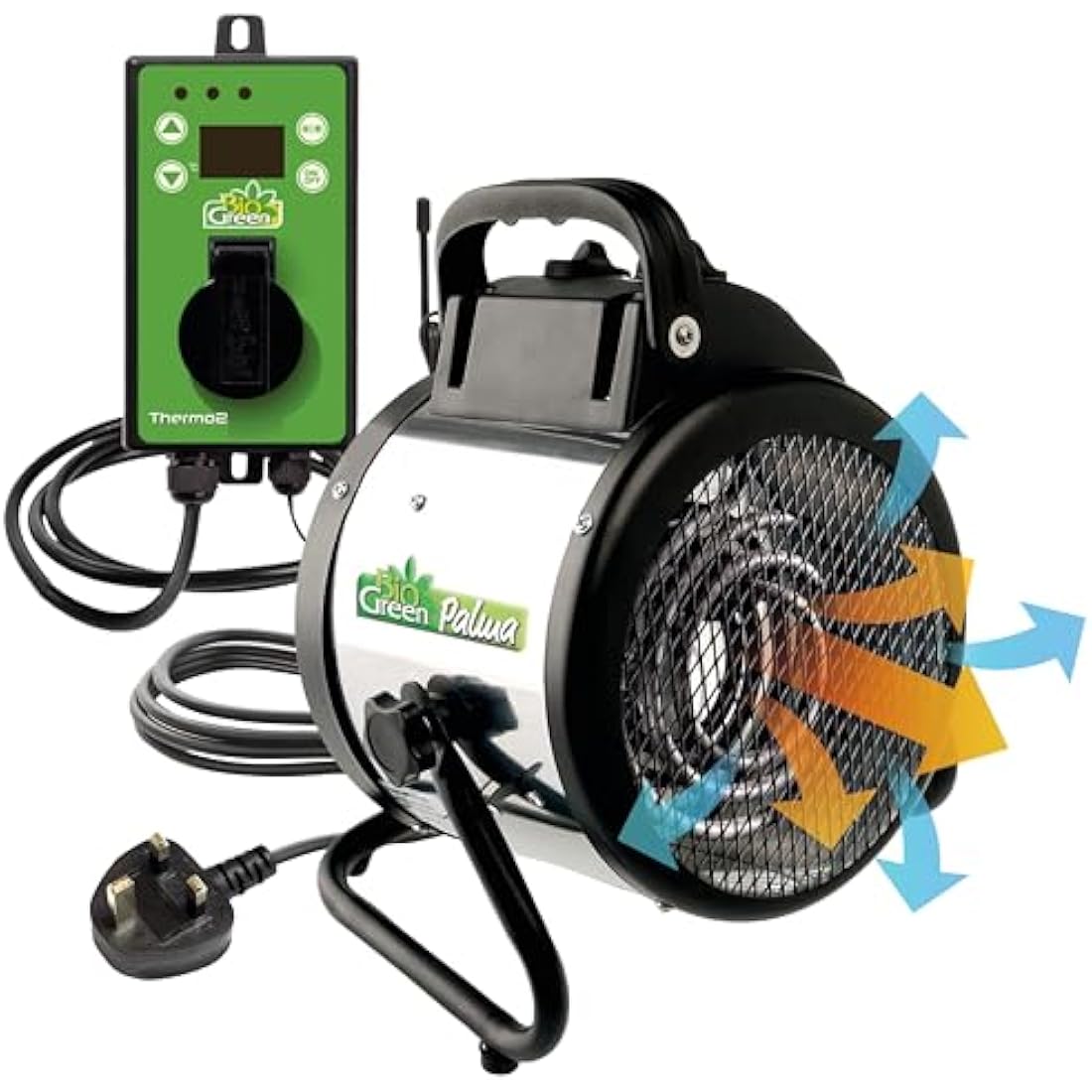 Bio Green Palma 2.0 Greenhouse Heater | 2KW Stainless Steel & Thermostat