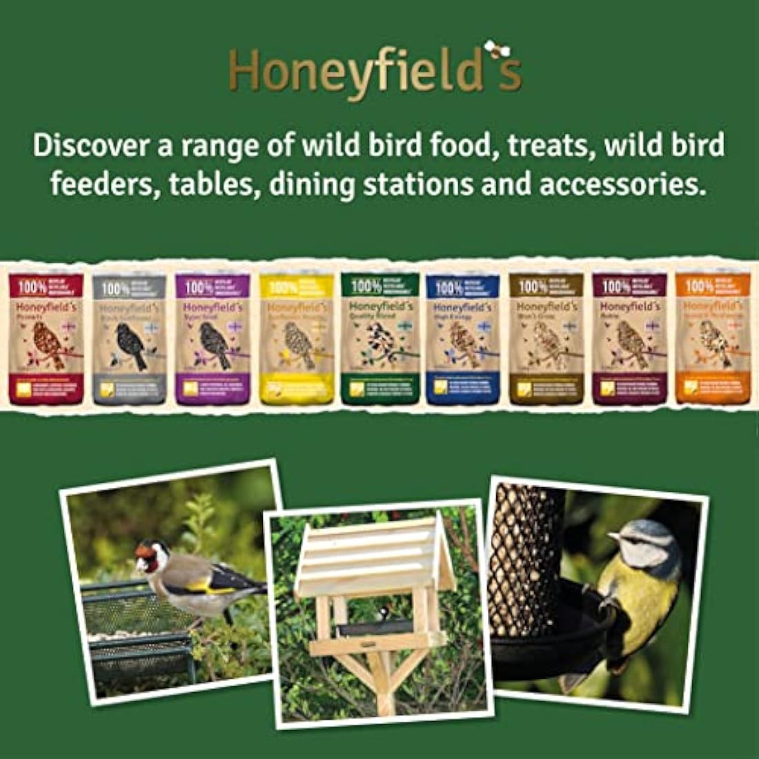Honeyfield's Heavy Duty Bird Feeding Station | 3-Hook Garden Pole, Black