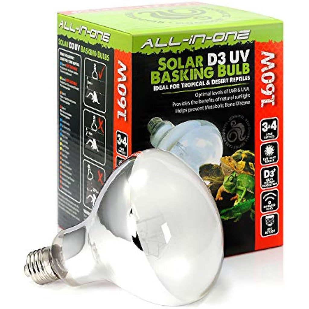 Komodo Solar D3 UV Basking Bulb | 160W Reptile Heat & Light Lamp