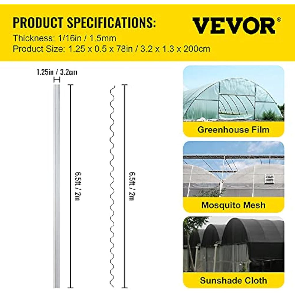 VEVOR Greenhouse Lock Channel and Wiggle Wire Kit – 30 Pack, 6.5ft Aluminum
