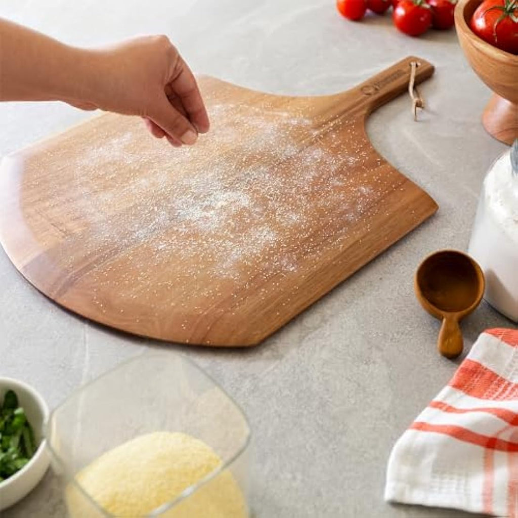 Chef Pomodoro 14-inch Acacia Wood Pizza Peel and Serving Board