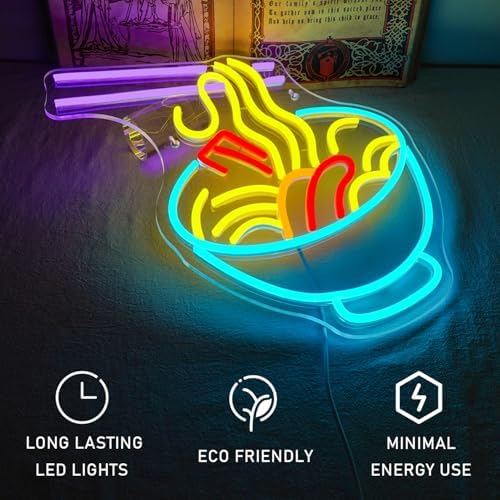 ineonlife Ramen Neon Sign – Blue LED Noodle Light for Restaurant Decor