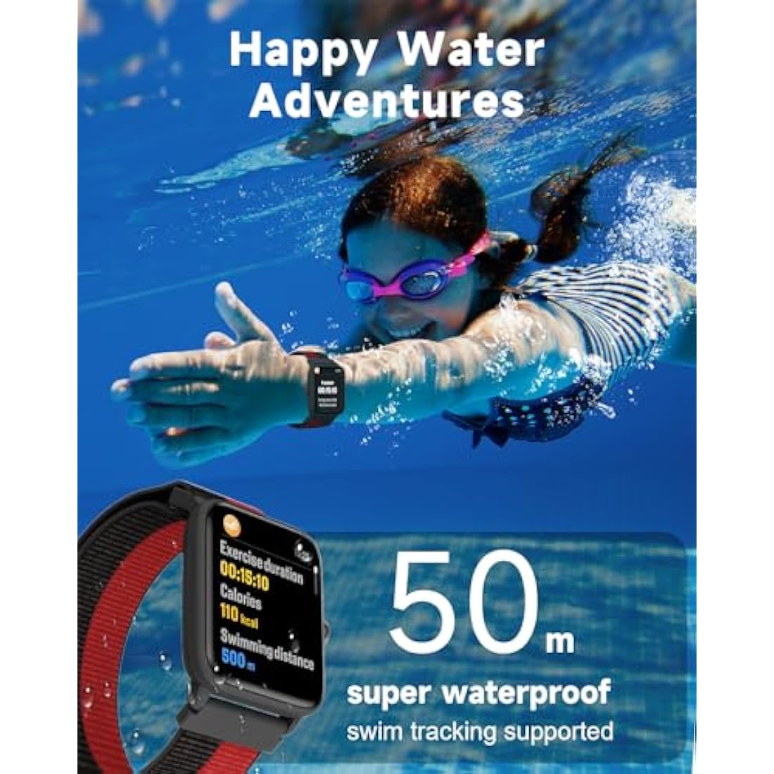 BIGGERFIVE Kids Smart Watch | 1.5" HD Waterproof Fitness Tracker for Ages 5-14