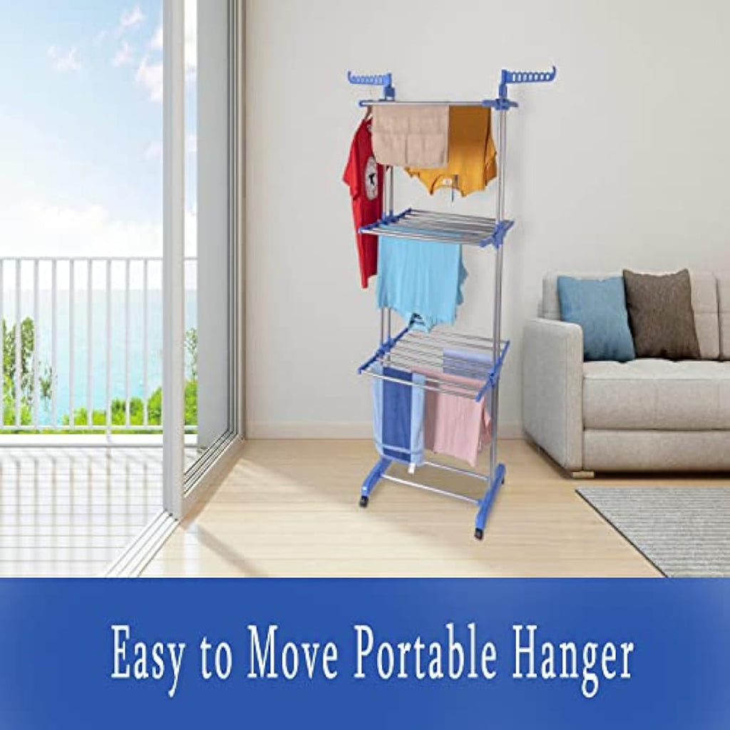 Jolof Store 4-Tier Clothes Drying Rack – Foldable Stainless Steel Airer