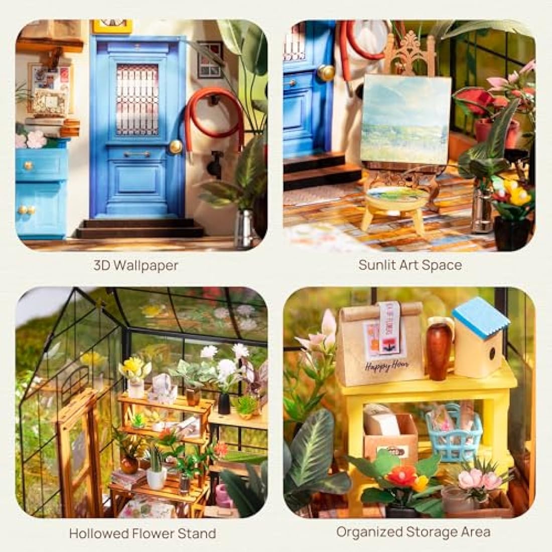 Rolife DIY Miniature Dollhouse Kit – Cathy's Flower House Greenhouse