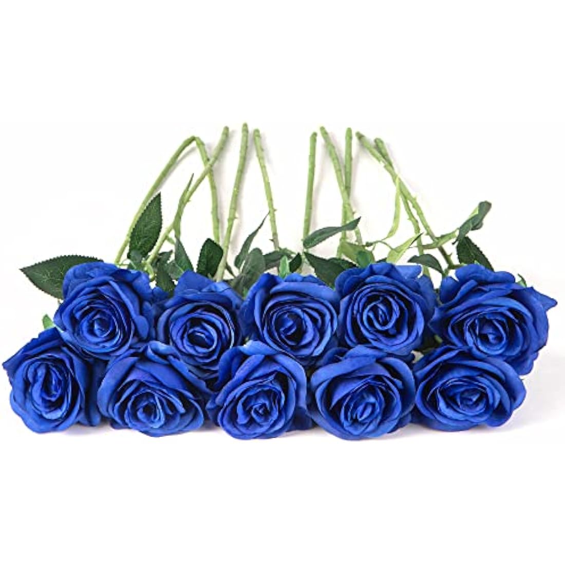 Royal Blue Silk Roses – 10pcs Artificial Long Stem Flowers
