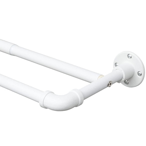 Harrms Industrial Double Curtain Pole | Matt White Extendable Metal Rod
