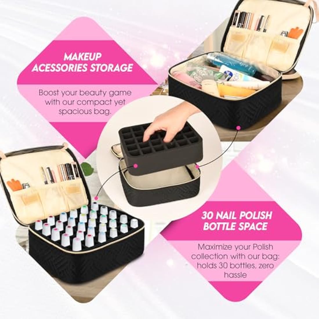 Obsessions by Nyda Nail Polish Organiser Bag - 30 Bottle Travel Case
