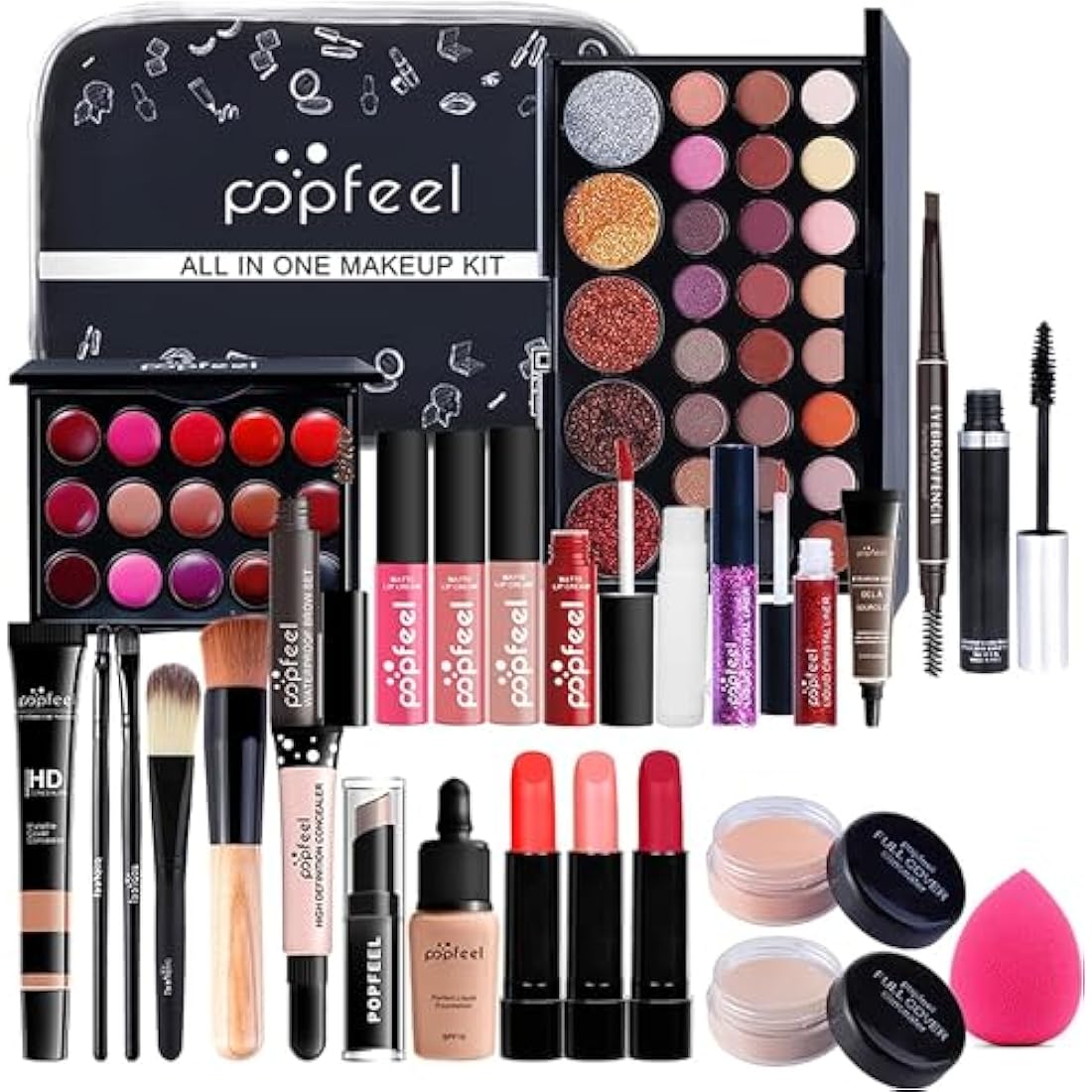 RoseFlower 28Pcs Professional Makeup Set | All-in-One Travel Starter Kit