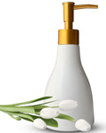 Jolof Store Ceramic Soap Dispenser – 280ml White Bottle with Gold Pump