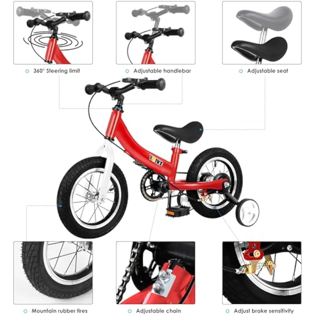 Jolof Store 2-in-1 Kids Balance Bike with Pedals and Training Brake