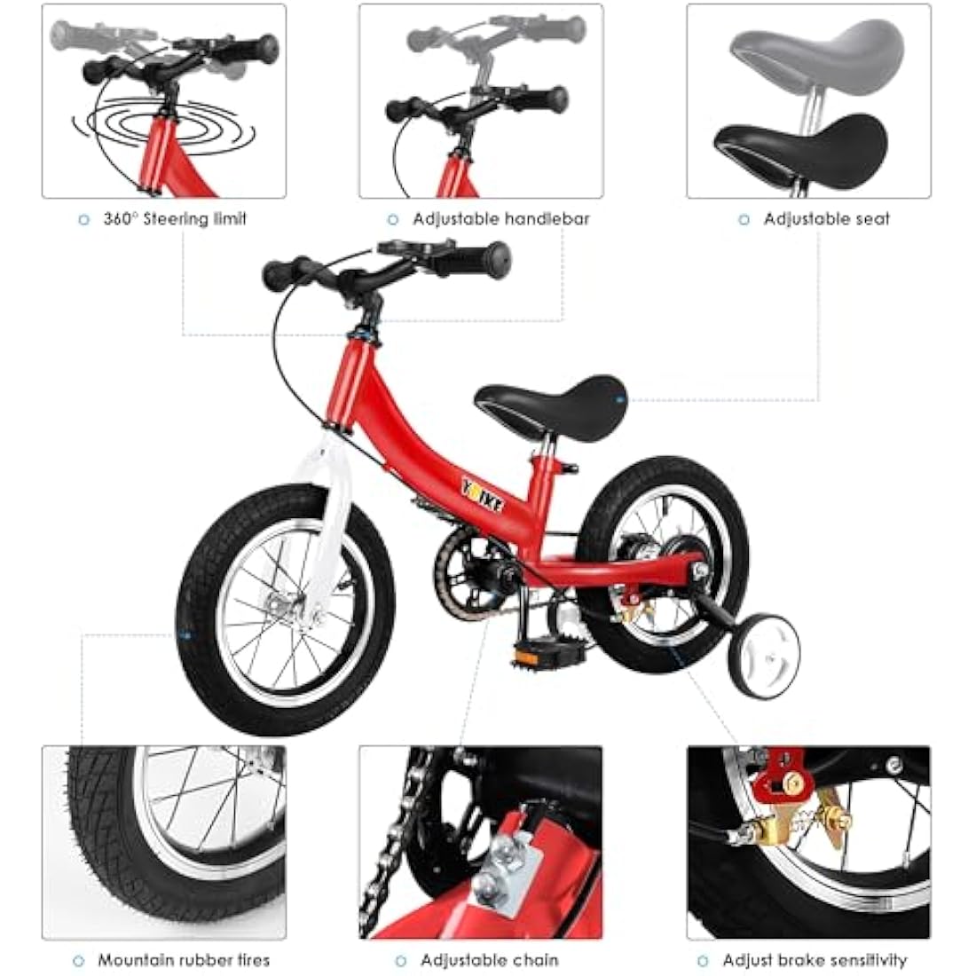 Jolof Store 2-in-1 Kids Balance Bike with Pedals and Training Brake