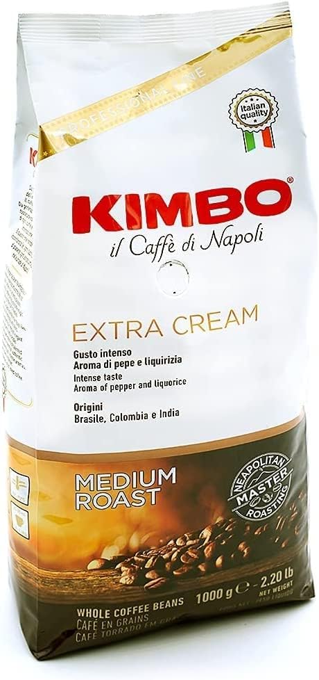 Kimbo Extra Cream Espresso Coffee Beans - Arabica Blend - 2 x 1kg