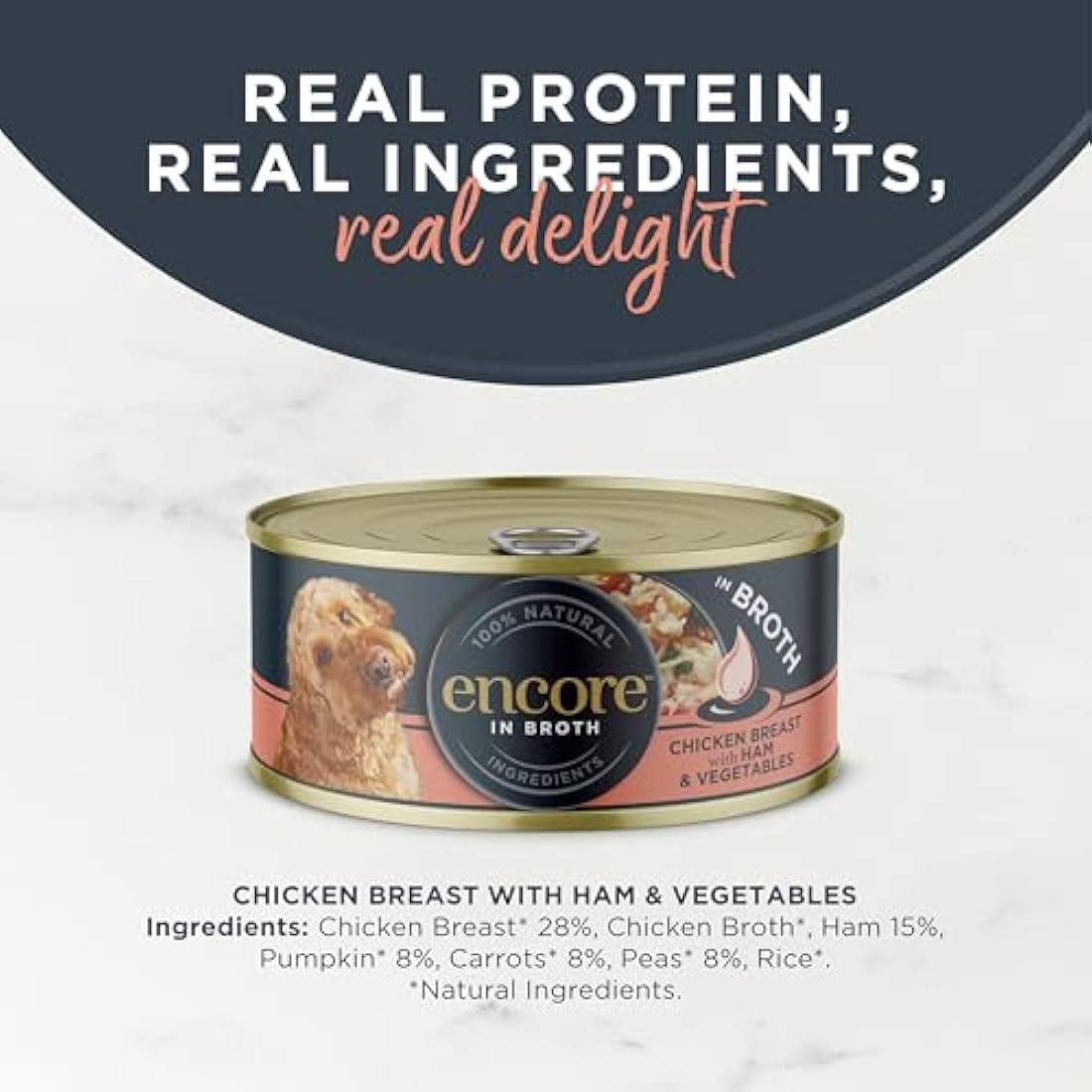 Encore Natural Wet Dog Food - Chicken, Ham & Veg - 12 x 156g Tins