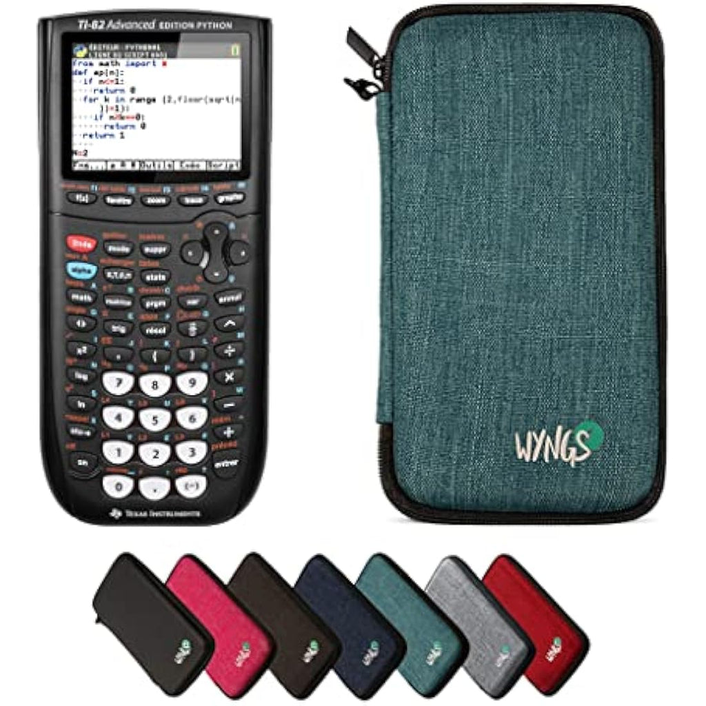 TI-82 Advanced Python Graphing Calculator Set with WYNGS Case – Turquoise