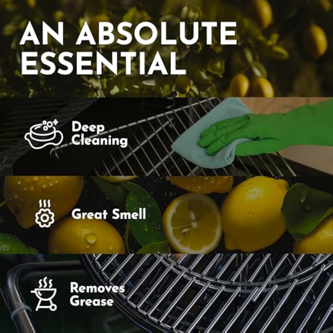 Garten Glück BBQ Cleaner Spray – 500ml Heavy-Duty Lemon Oil Degreaser
