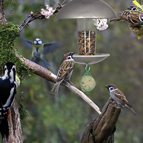 Relaxdays Bird Feeder - Standing or Hanging Seed Dispenser, Silver, 172cm