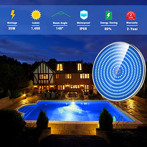 LyLmLe 35W LED Pool Light | PAR56 Resin Filled Underwater Lamp - Blue