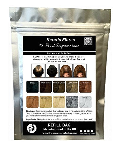 Natural Keratin Hair Fibres Refill - Dark Brown (100g)