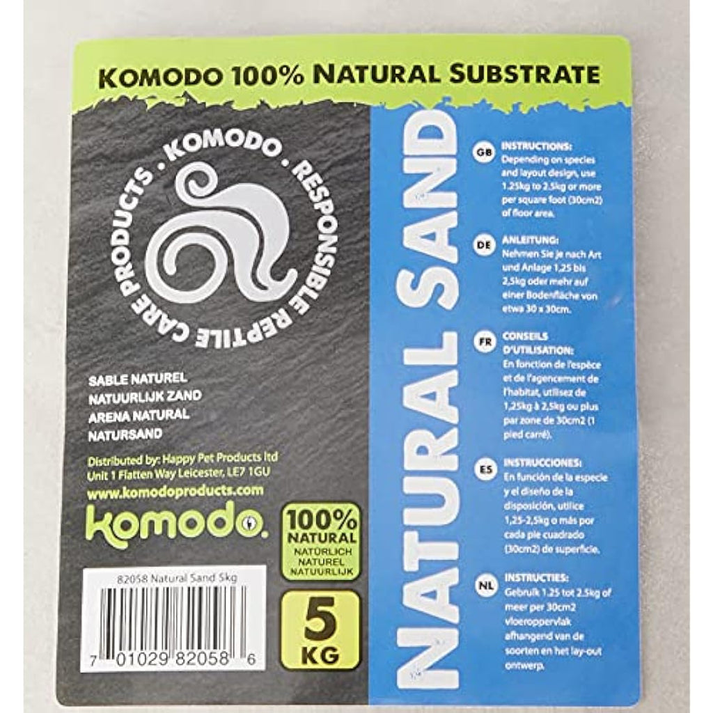 Komodo Natural Sand - Arid Reptile Substrate for Burrowing, 5kg