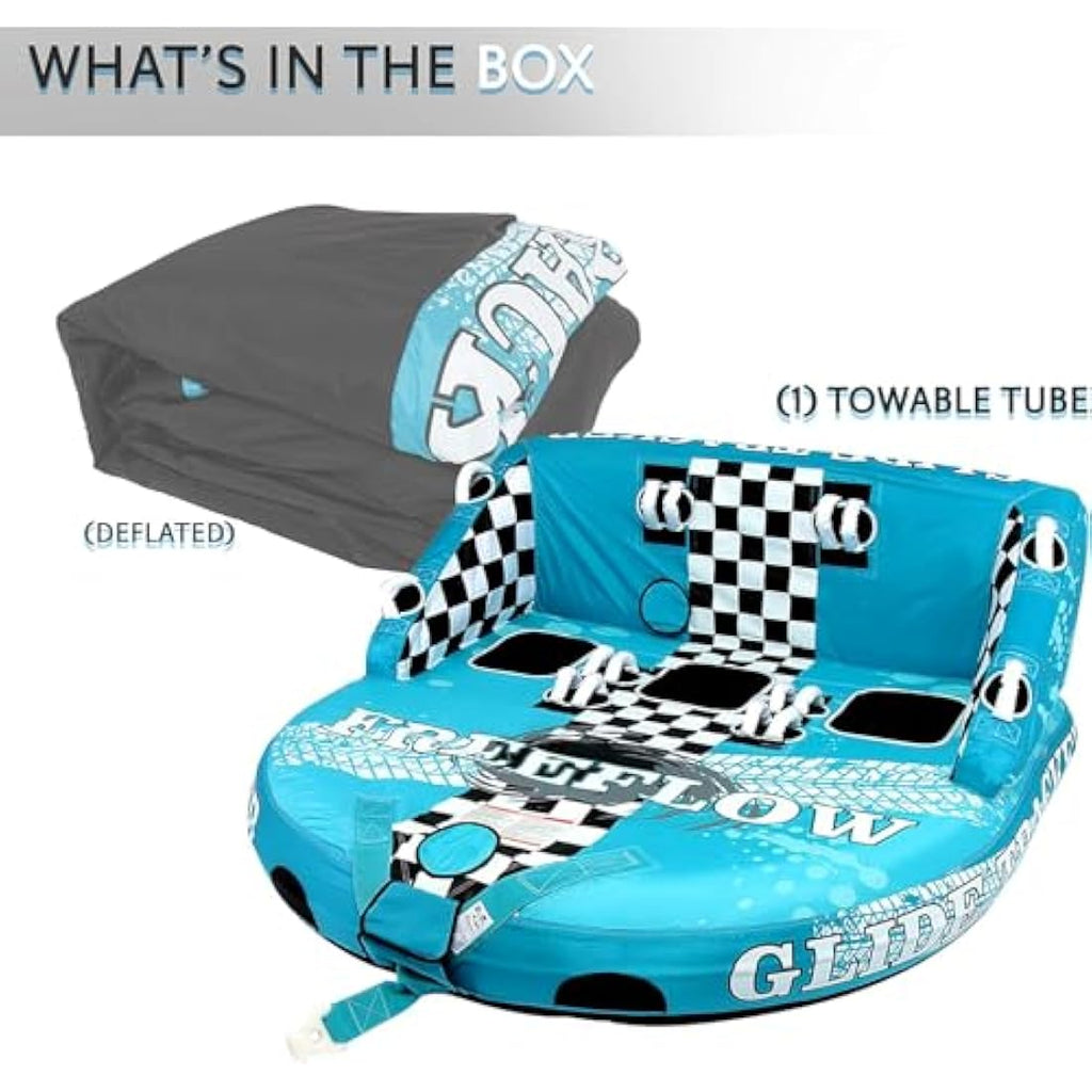 SereneLife 3-Person Inflatable Towable Tube | Heavy-Duty Water Raft