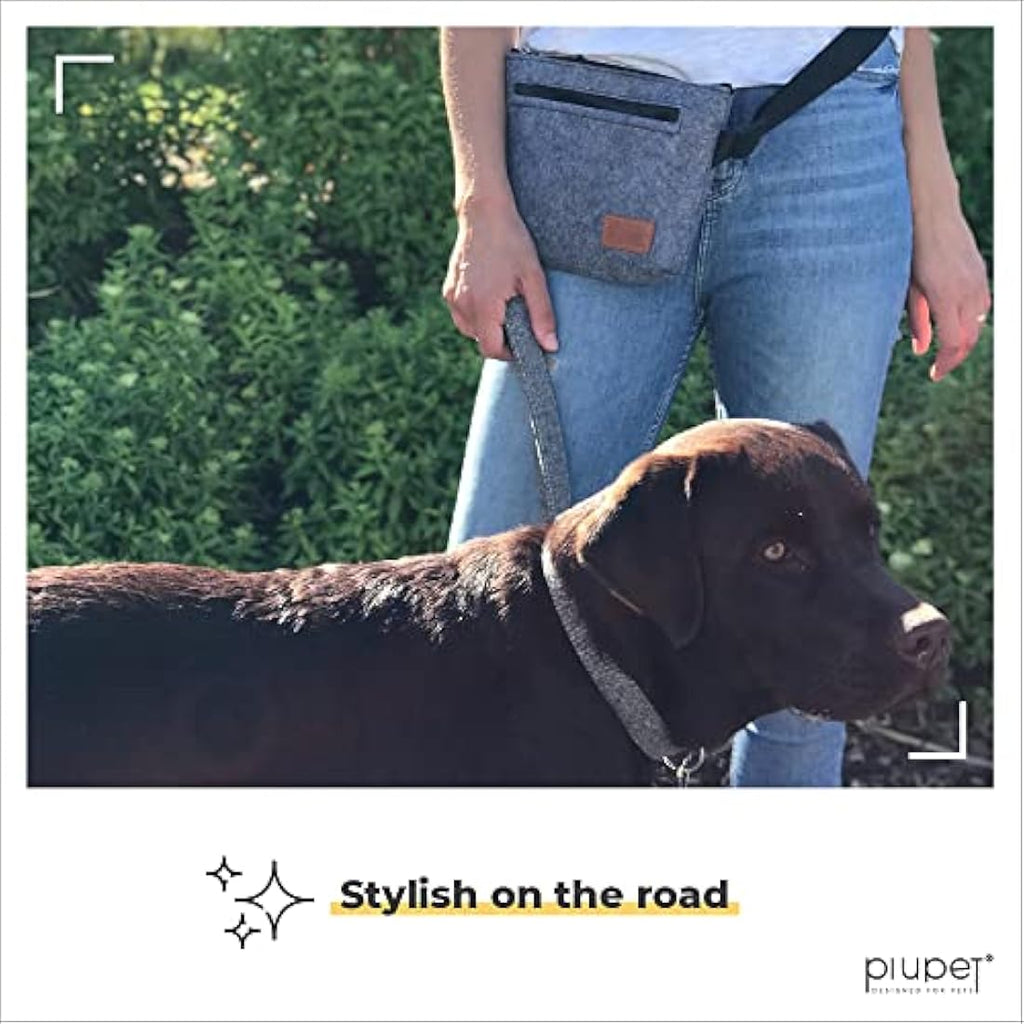 PiuPet Dog Treat Pouch – Magnetic Felt Training Bag with 3 Pockets