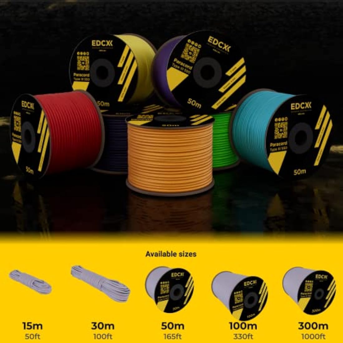 EDCX 550 Paracord Type III – 4mm Nylon Rope for DIY, Camping & Survival