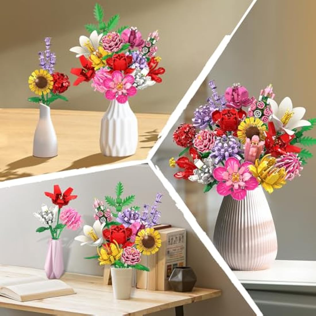 HOGOKIDS Flower Bouquet Building Set – 1464PCS Botanical Collection Gift