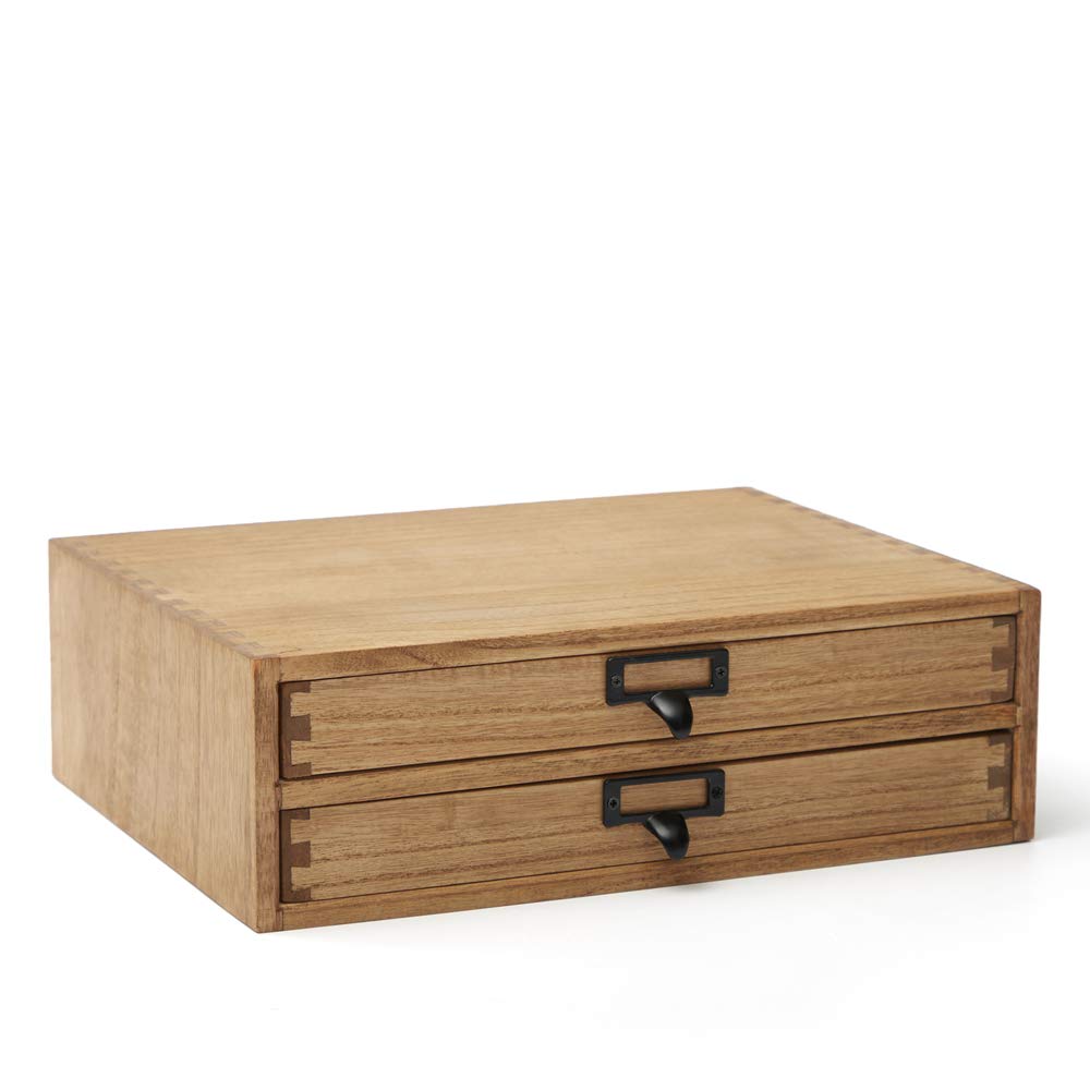 KIRIGEN Solid Wood Desktop Storage Drawers – Dark Brown Office Organizer