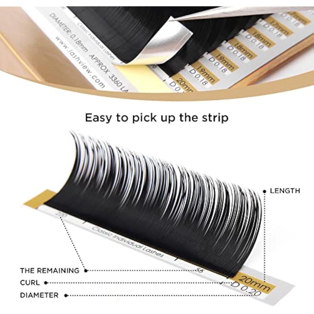 LASHVIEW Silk Eyelash Extensions | C Curl 0.20mm Individual Lashes