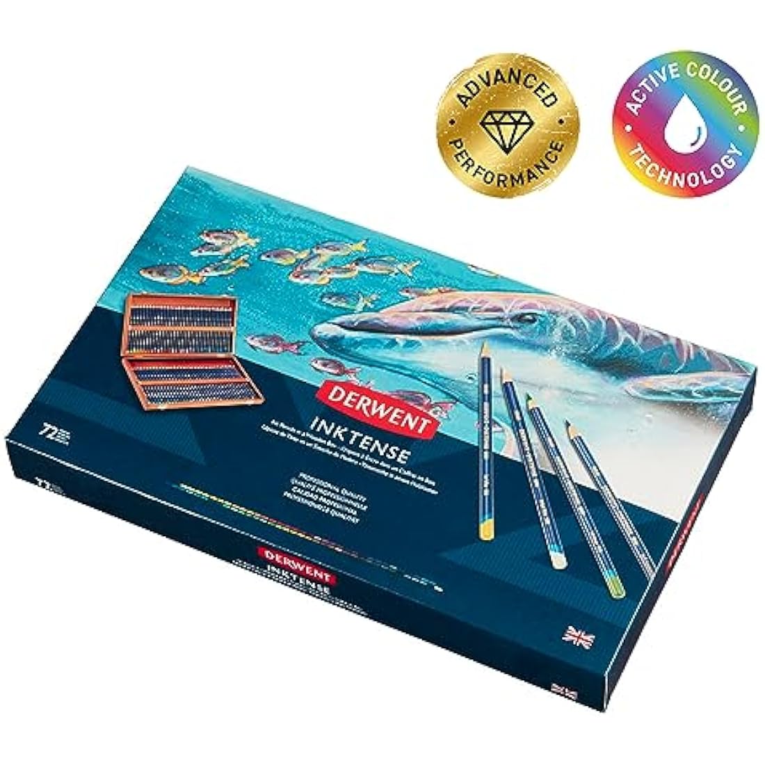 Derwent Inktense Permanent Watercolour Pencils - 72 Set in Wooden Box