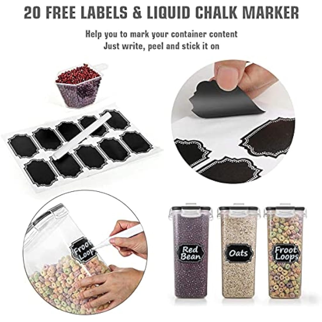 Wildone Airtight Cereal Container Set | 4L BPA-Free Food Storage (4 Pack)