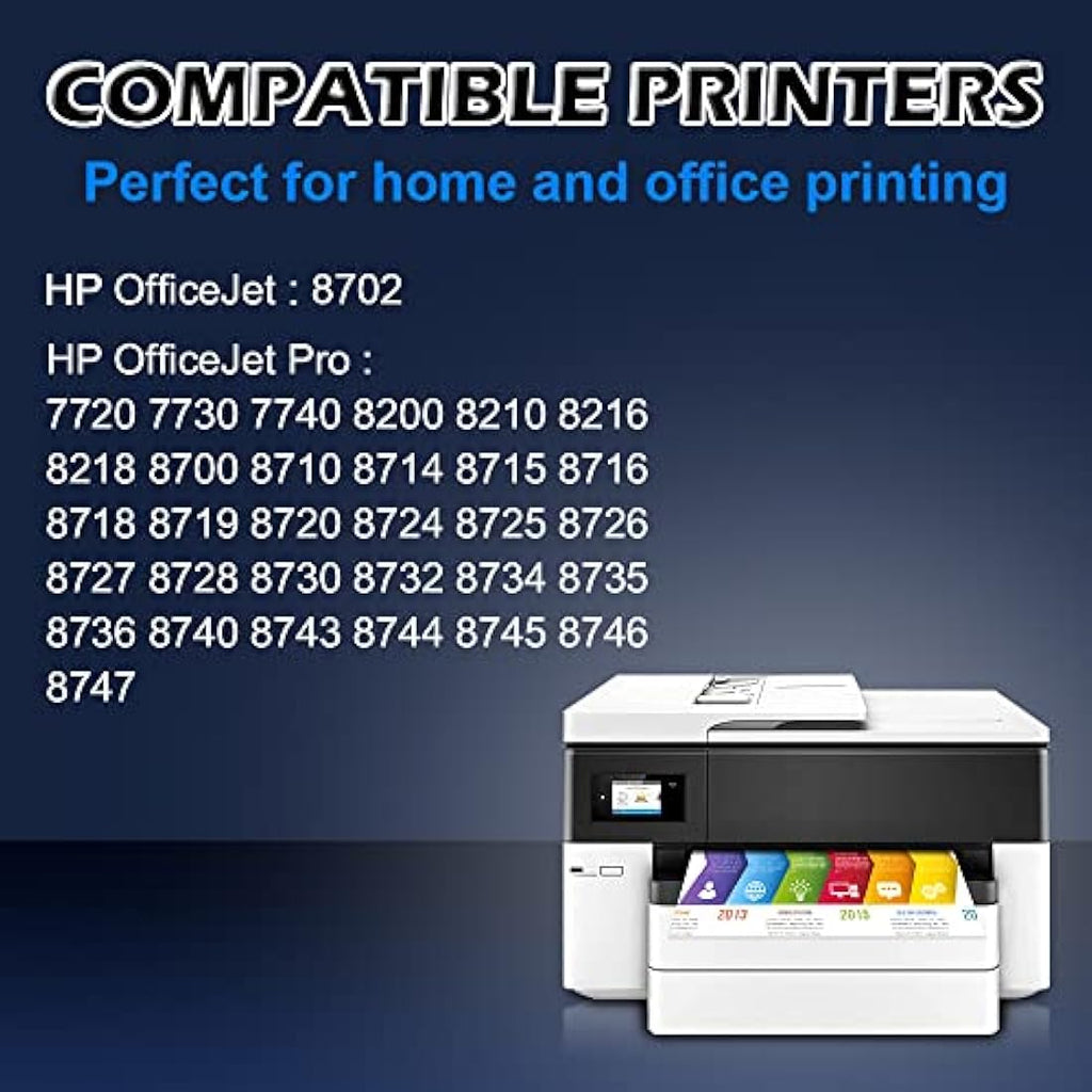 953XL Ink Cartridges for HP Officejet Pro 7740 8710 | 4-Pack