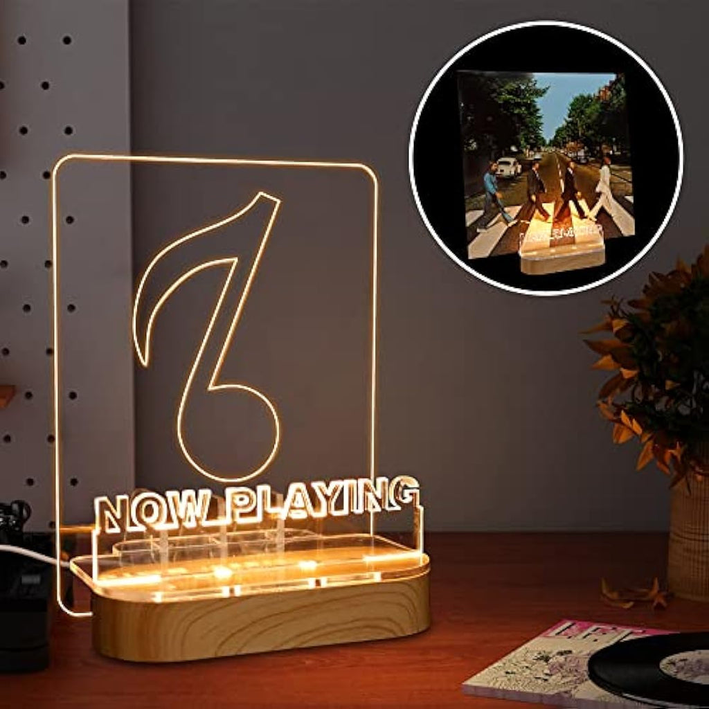 YuanDian LED Now Playing Vinyl Record Stand | Wooden Acrylic Album Holder