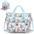 Aeelkie Knitting Bag - Large Yarn Storage Tote with Compartments, Blue Cat