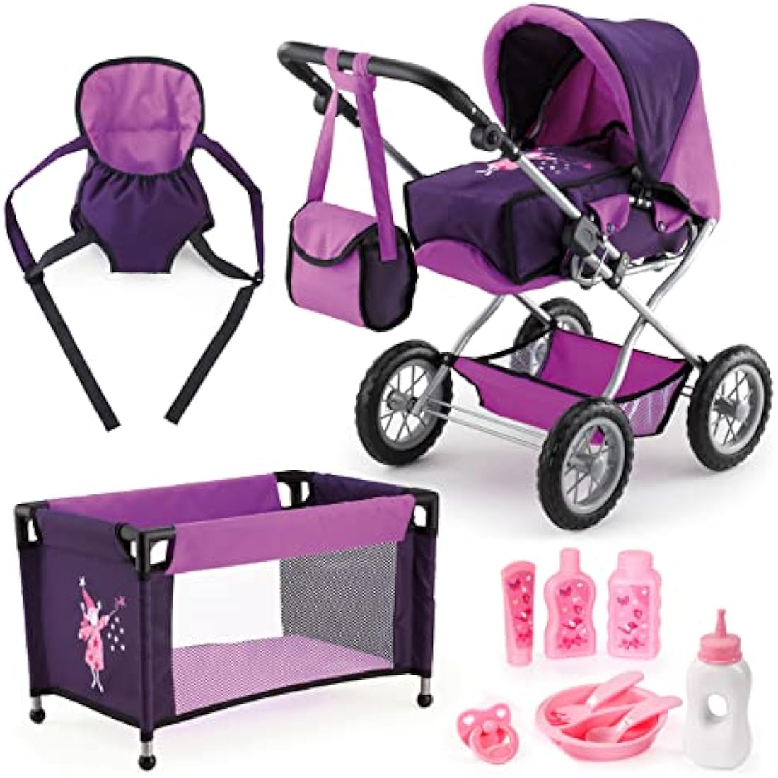 Bayer Design Dolls Pram Combi Grande Set – Purple Fairy Stroller