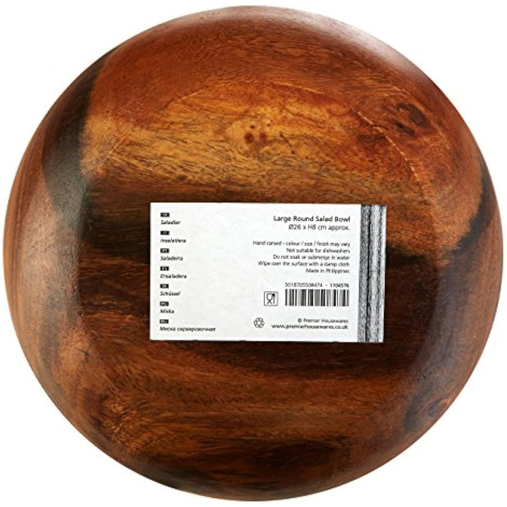 Jolof Store Acacia Wood Salad Bowl – Large Hand Carved Serving Bowl
