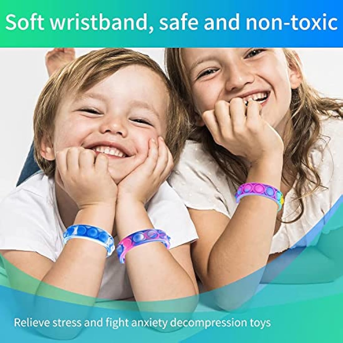 Jolof Store 90Pcs Pop Bracelet Fidget Toys | Silicone Sensory Wristbands
