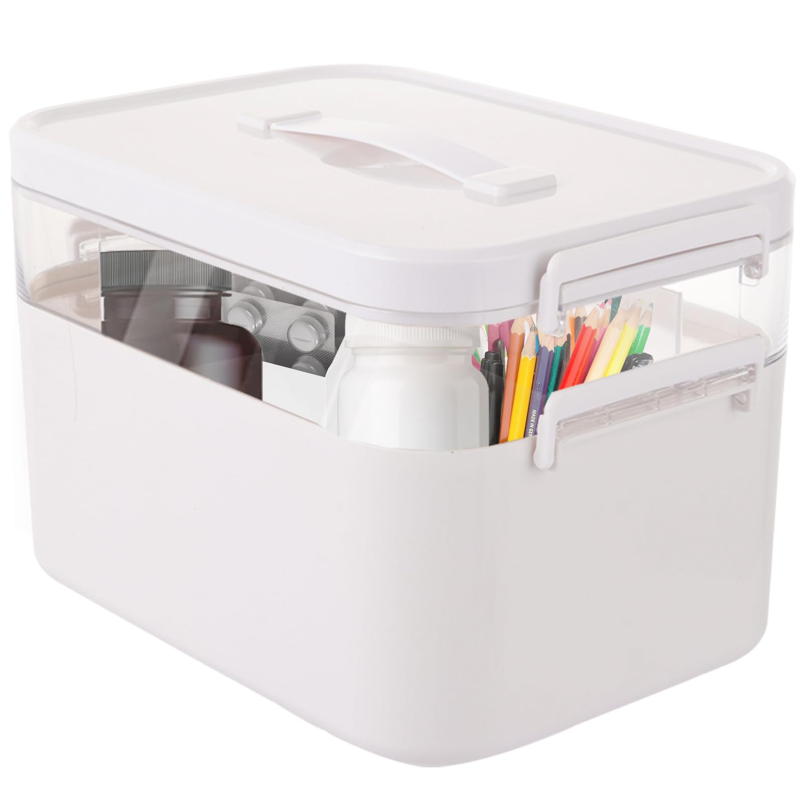 ASelected 2-Layer Medicine Storage Box – Portable First Aid Kit Organizer