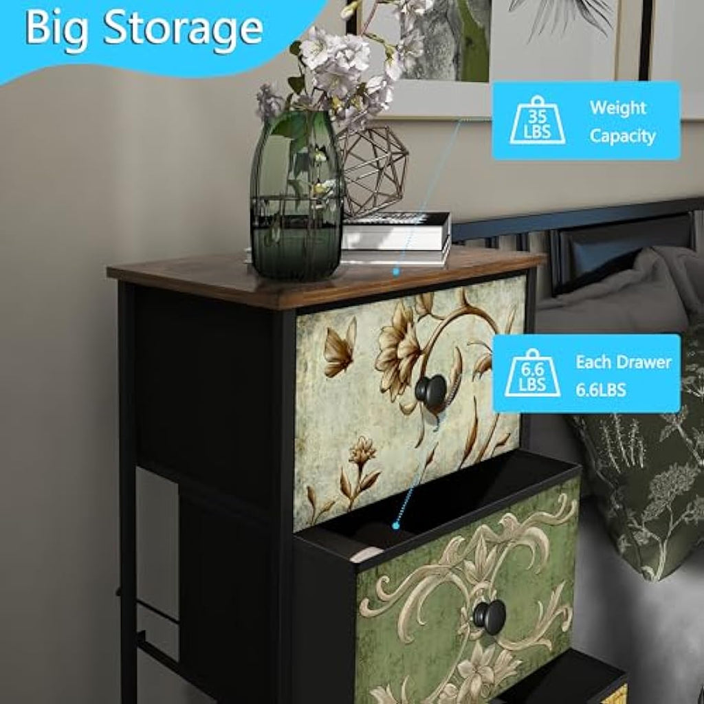 VEDECASA 5-Drawer Slim Fabric Dresser – Retro Tall Storage Tower